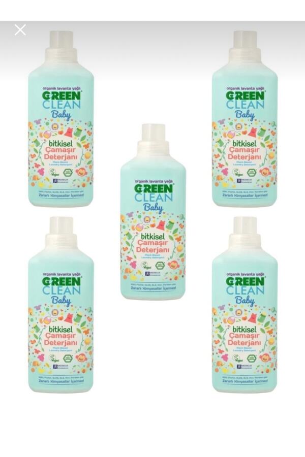 Green Clean Organik Lavanta Yağlı Baby Bitkisel Çamaşır Deterjanı 1000 ml - 5'li
