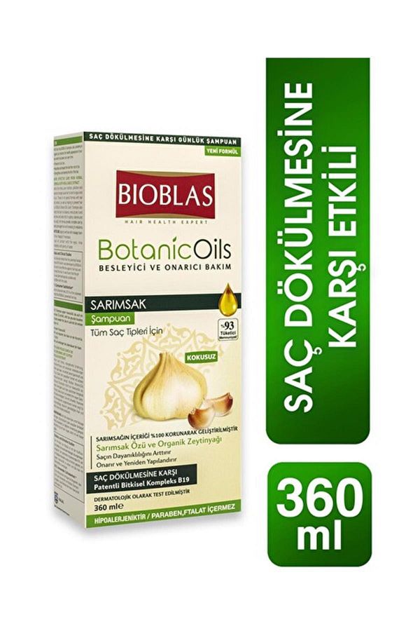Bioblas-Botanic Oils 360 Ml Garlic Shampoo - For All Hair Types 1