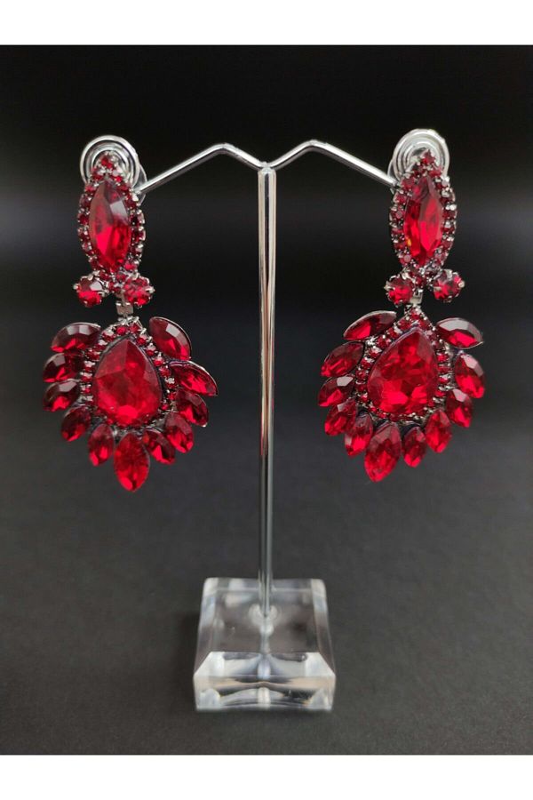 Burgundy crystal earrings hot sale