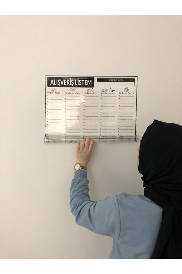 Tutunabilir Kağıt-Shopping List Program Blackboard Smart Paper Board + Pen 47x56 Cm 1
