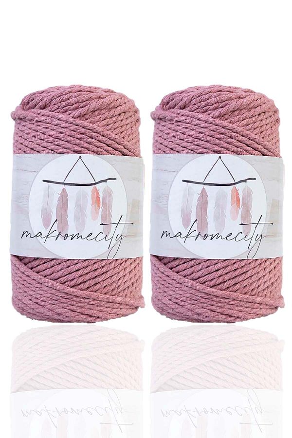 Makromecity-Premium 3 Twist Cotton Macrame Thread 3mm Three Twist Screening Macrame Rope 250 Gr Set of 2 2 Dried Roses 1