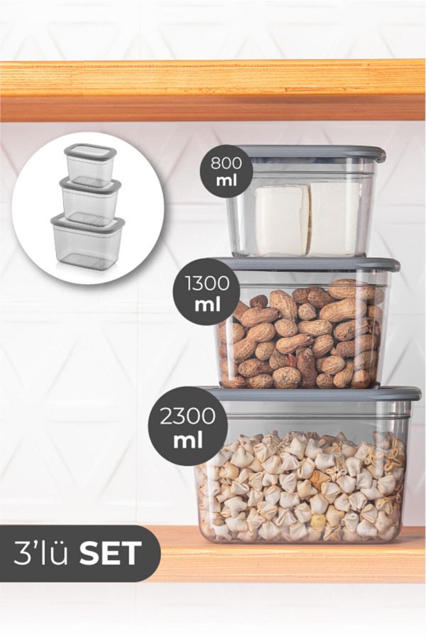 PD-Home-Foil Poly Triple Rectangular Storage Container Deep 1x (2300 Ml, 1300 Ml, 800 Ml) 1