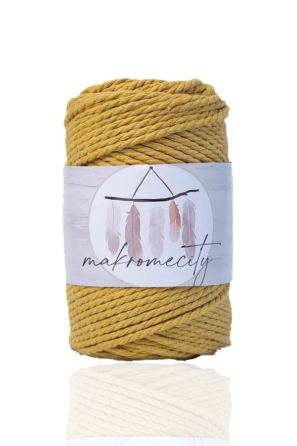 Makromecity-3 Twist Cotton Macrame Thread 3mm Three Twist Screening Macrame Rope 250 Gr Mustard 1