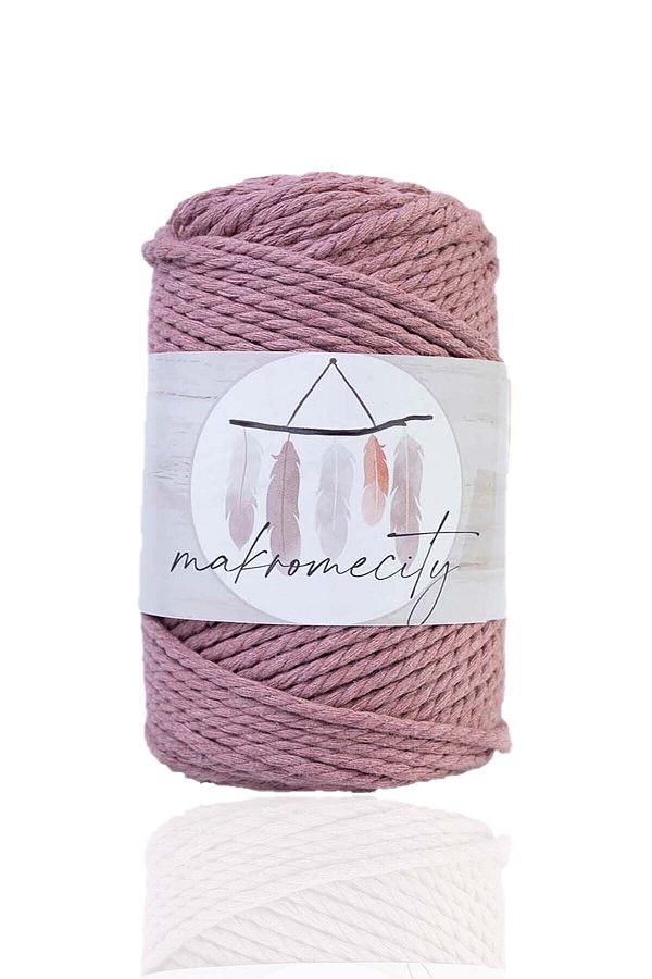 Makromecity-3 Twist Cotton Macrame Thread 3mm Three Twist Screening Macrame Rope 250 Gr Dried Rose 1