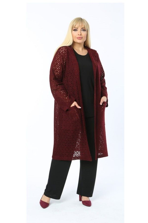 Burgundy hooded cardigan online