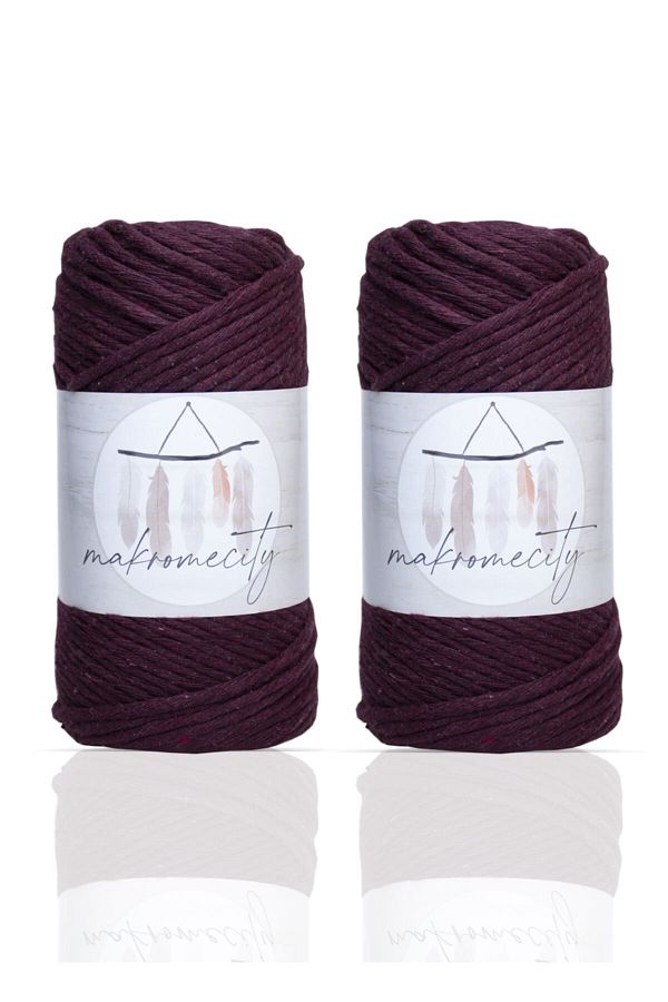 Makromecity-Premium Screened Macrame Thread 3mm Single Twist Macrame Screenable Hobby Thread Set of 2 2 Pieces Claret Red 1