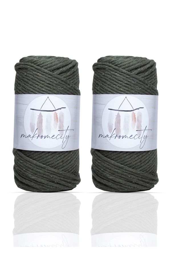 Makromecity-Premium Screened Macrame Thread 3mm Single Twist Macrame Screenable Hobby Thread Set of 2 2 Pieces Khaki 1