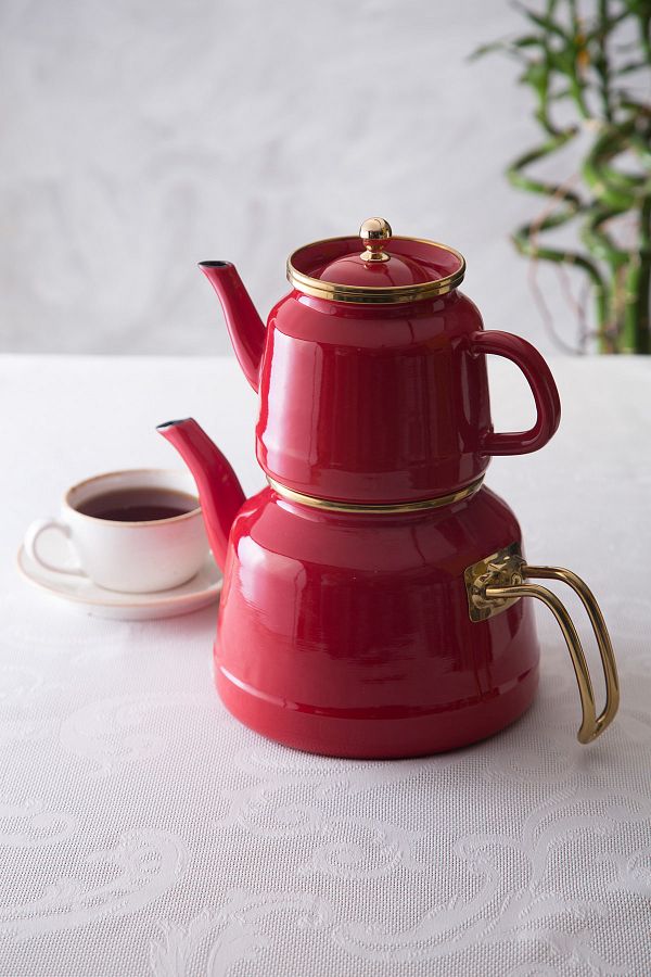 Emsan-Troy Maxi Induction Base Enamel Teapot Set Red 1