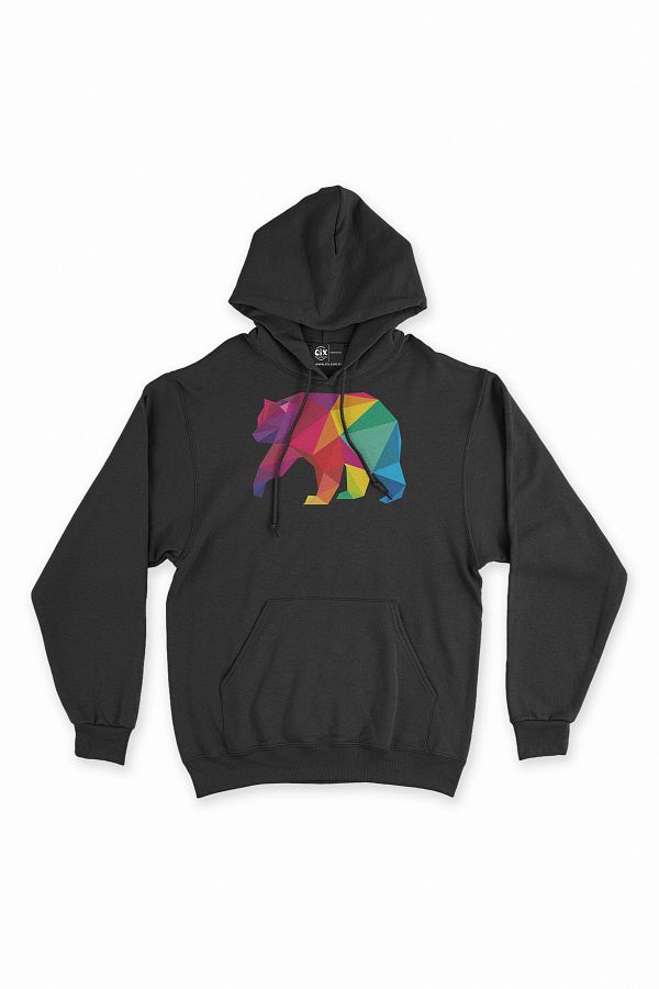 Cix Rainbow Color Polygon Bear Hooded Sweatshirt Hoodie Trendyol