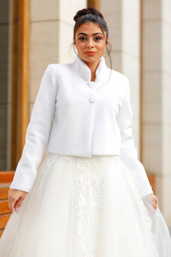 Fur bolero white top