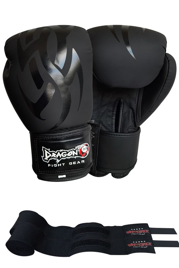 Dragondo-Black Mamba Boxing Gloves Twins Model and Bandage Set of 2 1