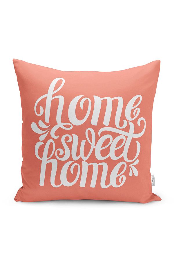Realhomes-Fundal portocaliu Home Sweet Home Motiv Pernă Husă de pernă 1