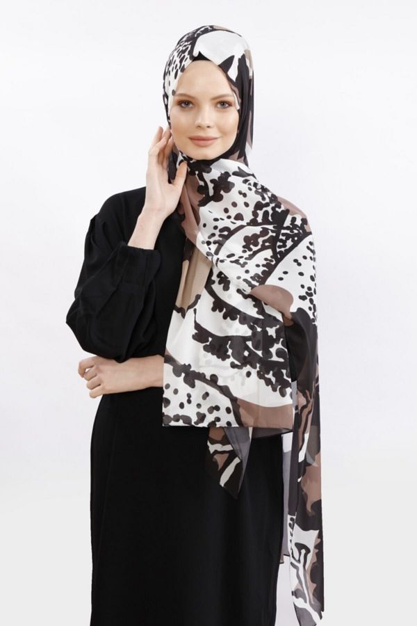 Differenza-Painting Pattern Shawl Mink 1
