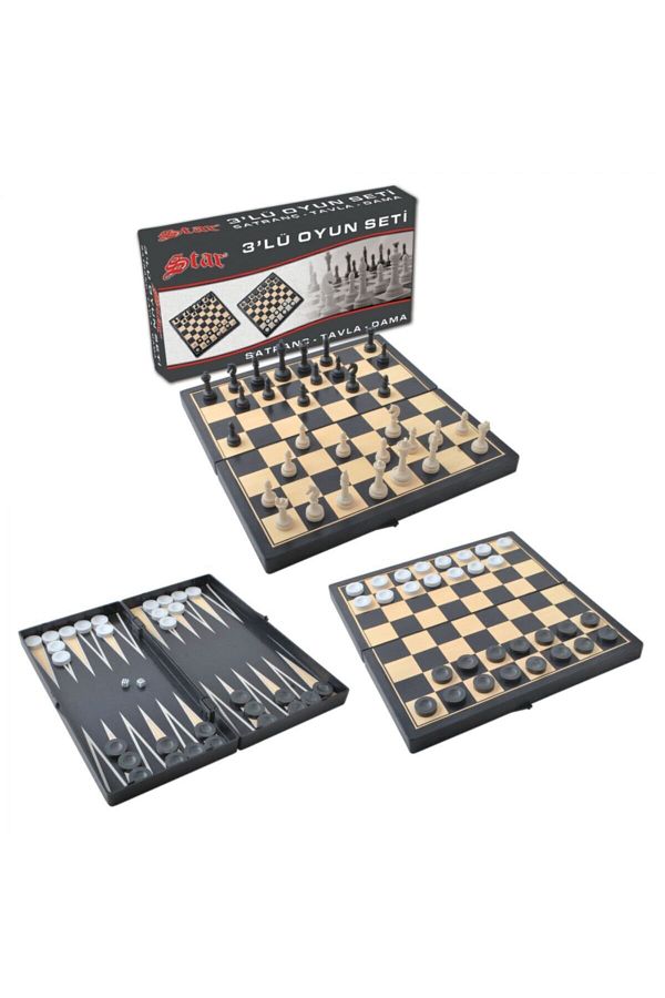 Star Okey-Star 3-Piece Game Set - 3 in 1 Game Set - Backgammon - Chess - Checkers Fun Brain Games 1