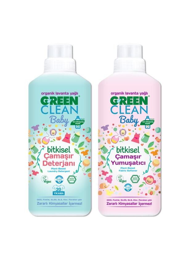 Green Clean Baby Organik Bitkisel Çamaşır Detarjanı 1 Lt + Yumuşatıcı 1 Lt