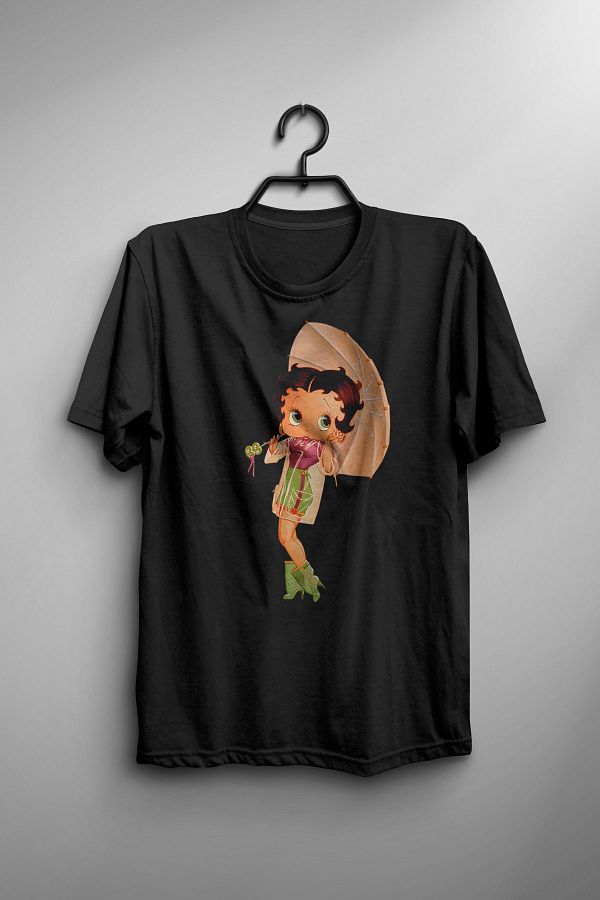 GrafikModa-Women's Black Betty Boop Graphic Print T-Shirt 1