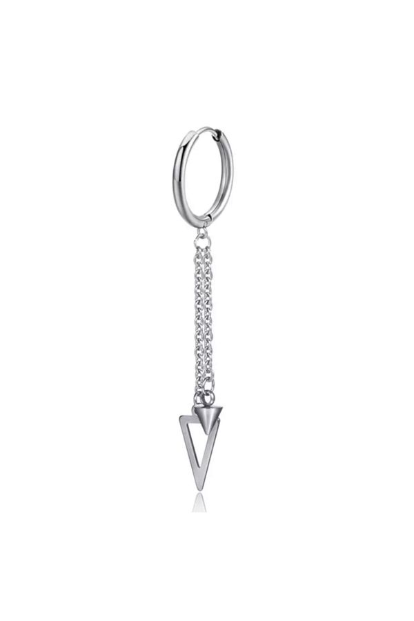 Köstebek-Gothic Punk Tassel Chain Triangle Pendulum Earrings Single 1