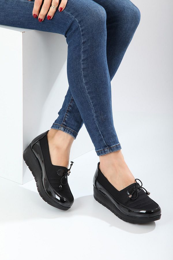 GALER AYAKKABI Women s Ornamental Lace Up Lace Up Thick Sole Soft Full Orthopedic Comfortable Mother Flats Winter Flats Trendyol