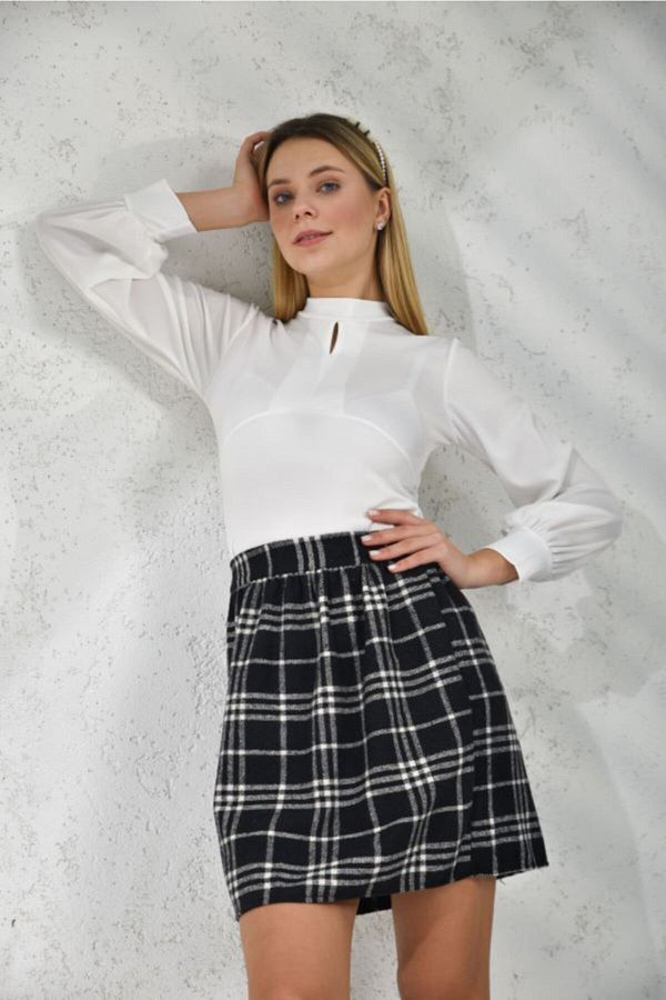 VOLT CLOTH NG Plaid Patterned Mini Skirt with Elastic Waist Trendyol
