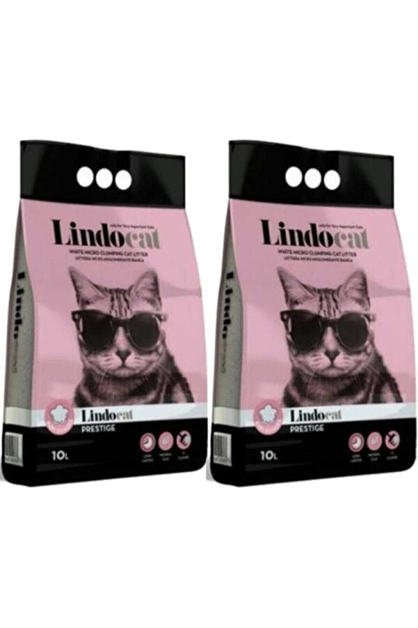 Lindo Cat Lindocat Pudra Kokulu Parfümlü Bentonit Topaklanan Ince Taneli Kedi Kumu 10lt 2adet