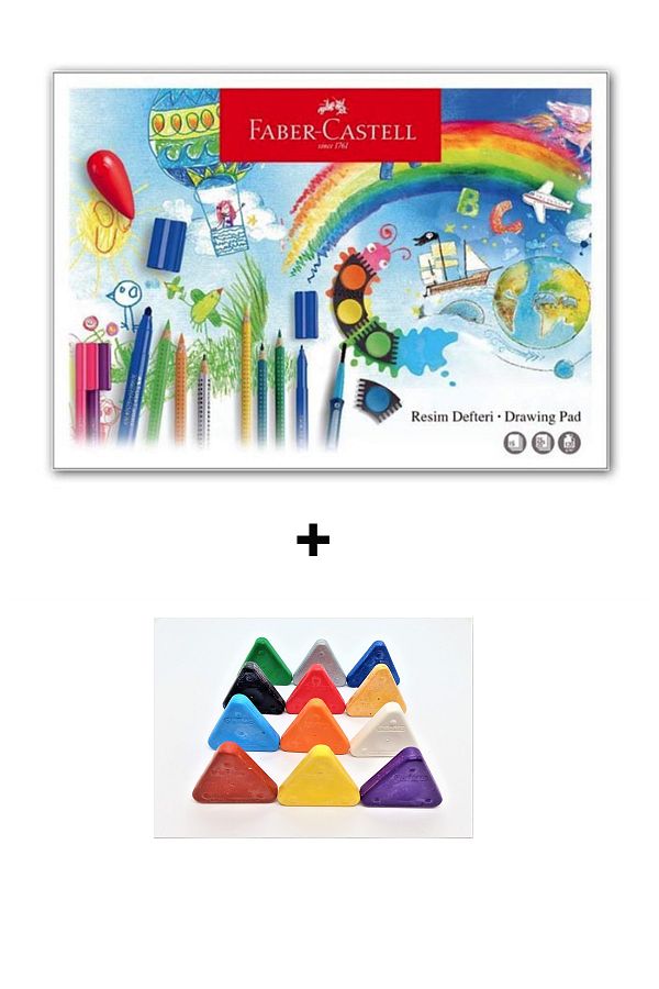 Faber Castell-كتاب رسم و12 قلم تلوين مثلث ممتع 1