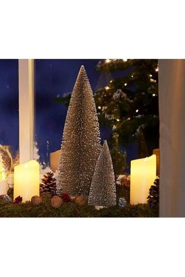 Yenigeldi-T10 Gold 20 cm Christmas Table Pine Tree - Lurex and Ornate Tiny Pine (Medium Size) 1