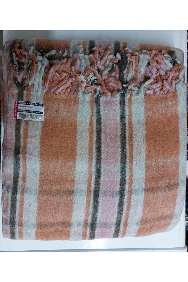 BATIYÜN-Skoç Oversize Wool Blanket - Orange - Pattern No: 1 1