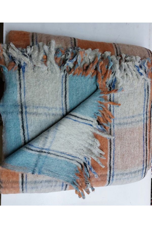 BATIYÜN-Skoç Oversize Wool Blanket - Orange - pattern No: 4 1