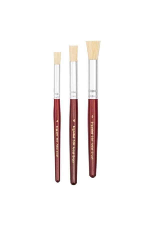 Bigpoint-850 Series Natural Bristle Buffer (stencil) Brush No: 4-6-8 (Set of 3) 1 Set 1