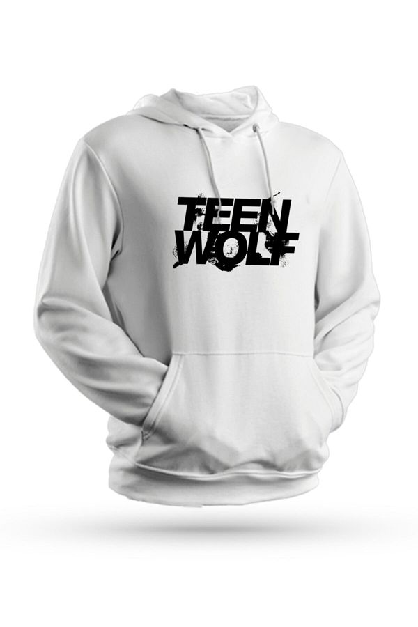 Karya Butik Teen Wolf Printed White Unisex Hooded Sweatshirt Trendyol