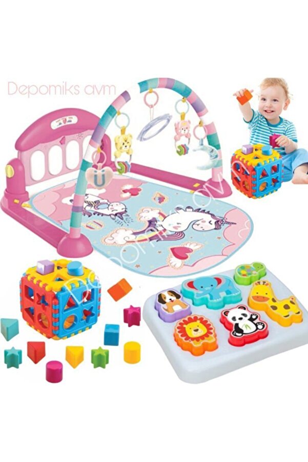 Depomiks Avm Piyanolu Bebek Oyun Halısı Aynalı Müzikli Işıklı Jimnastik Merkezi Sevimli Hayvanlar Bultak 3in1