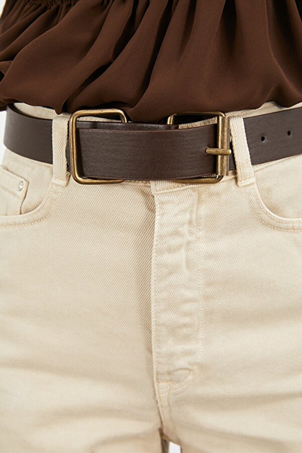BE CHİC Women's Brown Bronze Double Buckle Dress Jean Belt- Trendyol