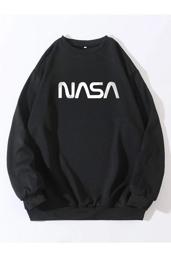 Resiliente Mancy Unisex Black NASA Crew Neck Sweatshirt Trendyol