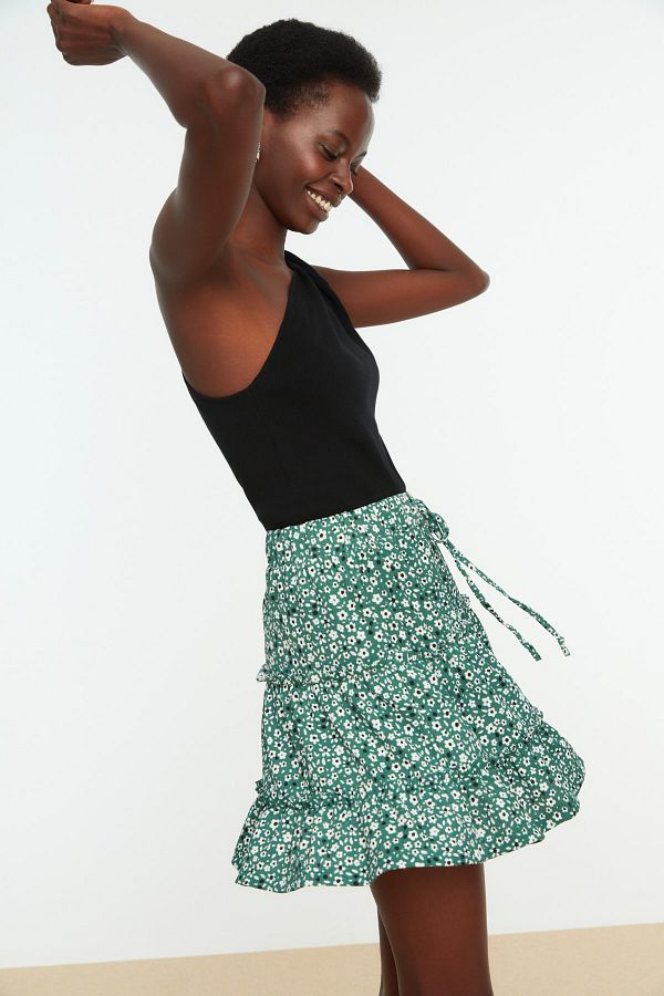 Emerald green wrap skirt outlet