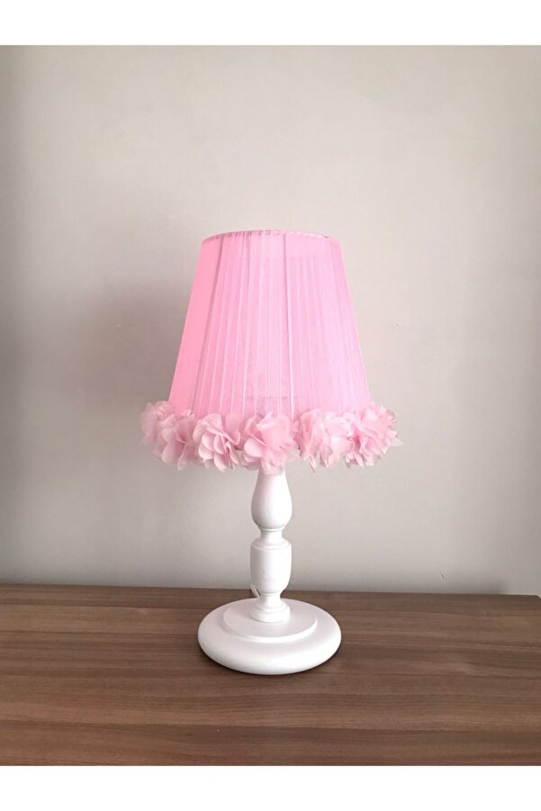 Keçeli parti hayalleri Bebek Çocuk Odası Abajur Pembe Çiçekli Beyaz Ayak