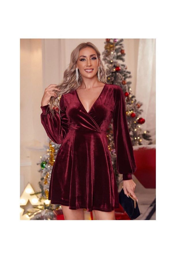 Burgundy velvet mini dress outlet