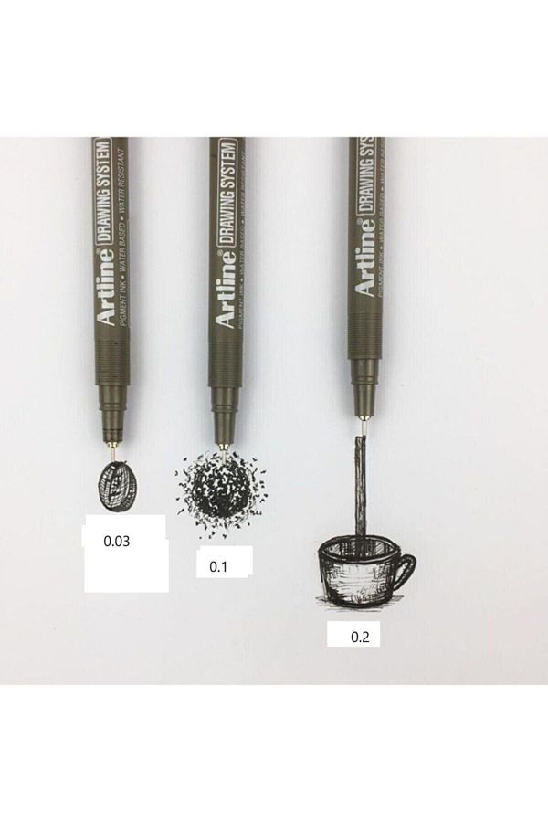 artline-Drawing System Set of 3 Technical Drawing Pen 0.03-0.1-0.2 1