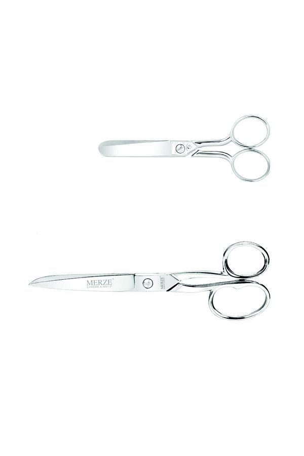MERZE-Thread Scissors 5"/ 12.70 Cm + Chrome Plated Tailor Scissors 7"/ 17.78 Cm Set of 2 1