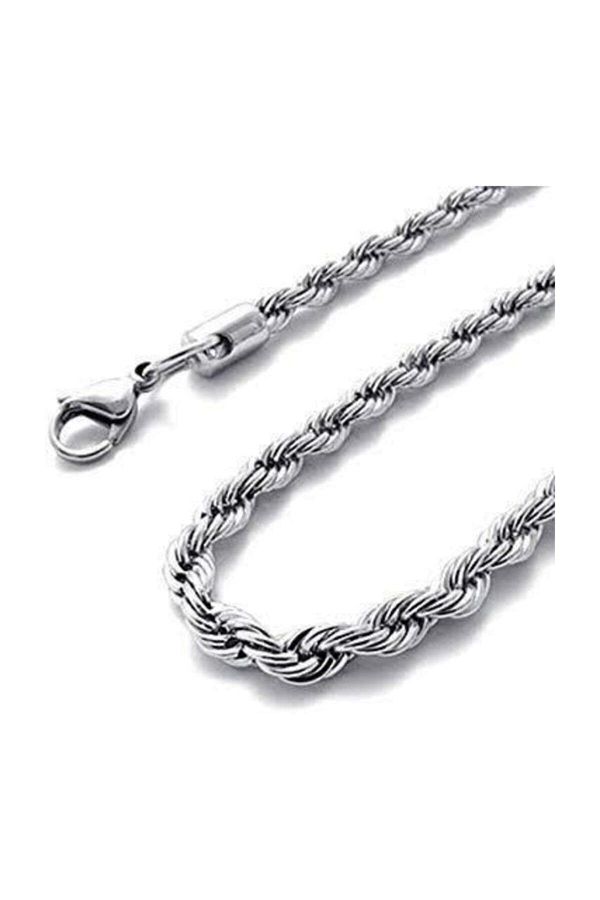 X-Lady Accessories-Mstz Silver Colored Twisted Spiral Necklace - 2Mm / 60Cm Zncm 1