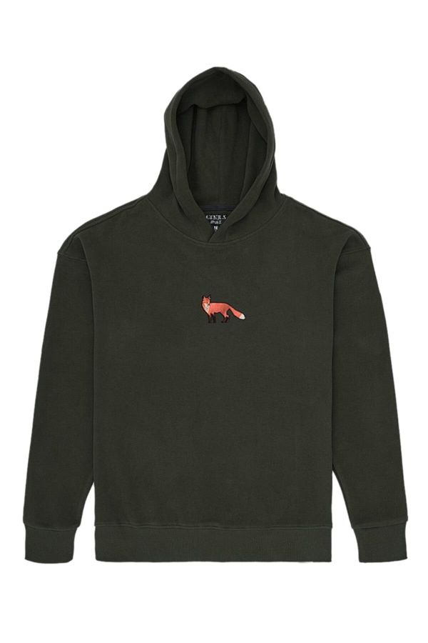 GENIUS STORE-Мъжки суитшърт от полар от солунски плат с качулка в цвят каки 1