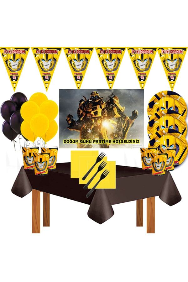 doğumgünüparti-Transformers Banner Bumblebee Birthday Party Decorations Supplies Set for 24 People Lüxtransformers1 1