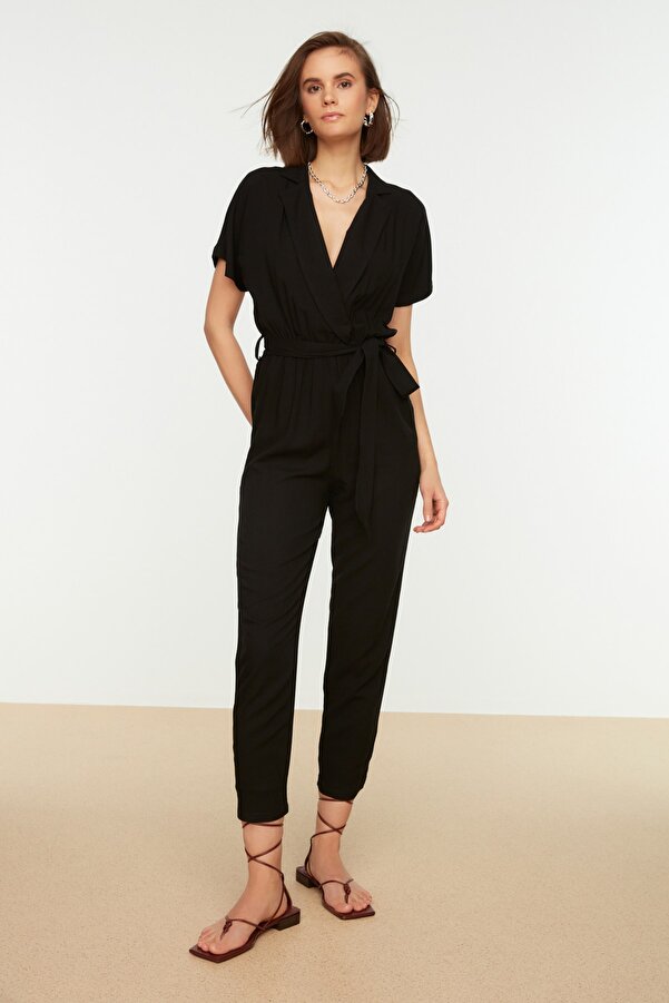 5212310 Black Double Breasted Jumpsuit main image 1