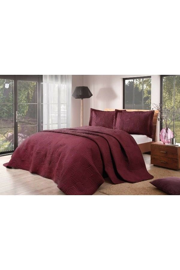 Taç-Bedspread Set Perla Single Claret Red 1