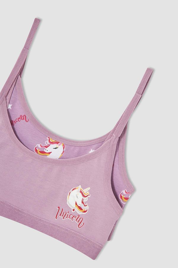 DeFacto-Girl's Unicorn Patterned Half-Strap Undershirt V7851A621AU 1