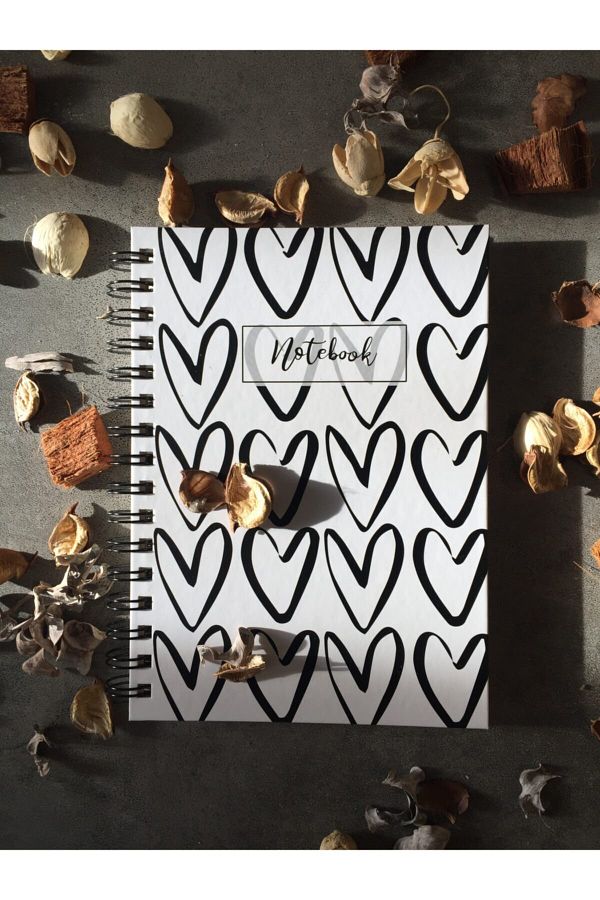 Fark Tanıtım-Heart Patterned Unlined Spiral Notebook 1