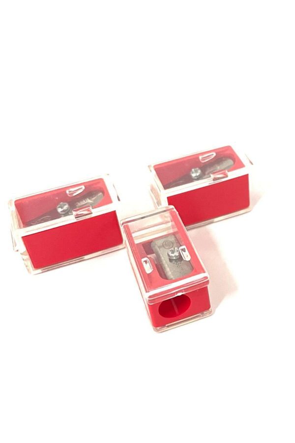 Kum-Red Pencil Sharpener with Transparent Cover Set of 3 1