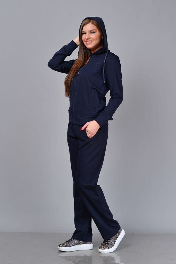 TUSSE Women s Navy Blue Classic Tracksuit Set Trendyol