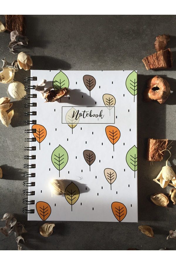 Fark Tanıtım-Leaf Patterned Unlined Spiral Notebook 1