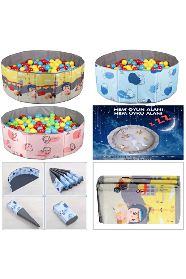 baby marine Katlanır Aktivite Ve Top Havuzu - 150 Top Hediye/4 Renk