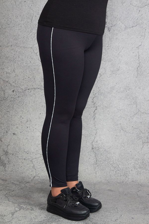 ans Women s Large Size Silver Side Glitter Stripe Leggings Pants 65n30552 Trendyol